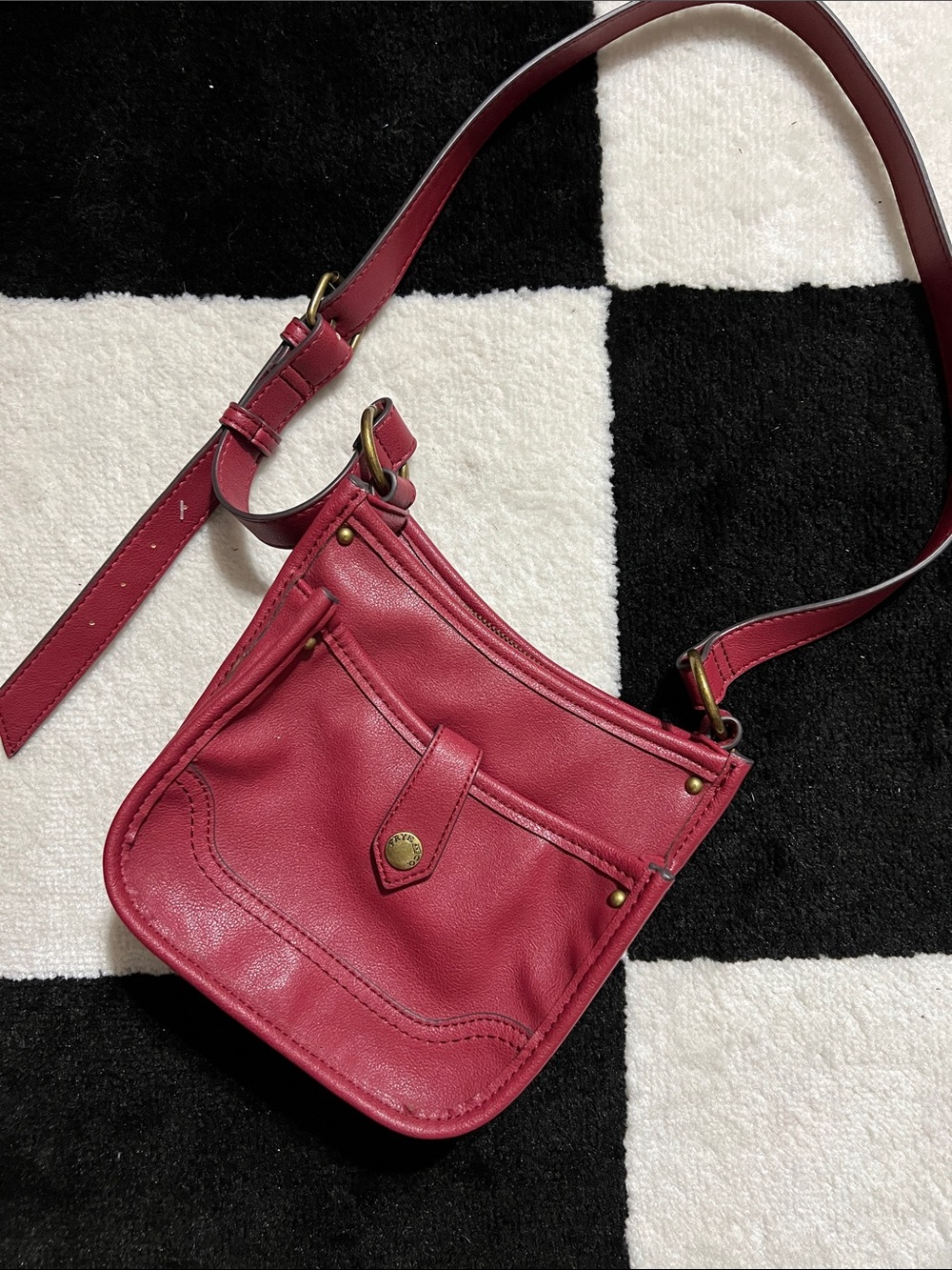 FRYE AND CO. Red Leather Crossbody Bag with Front Snap Pocket